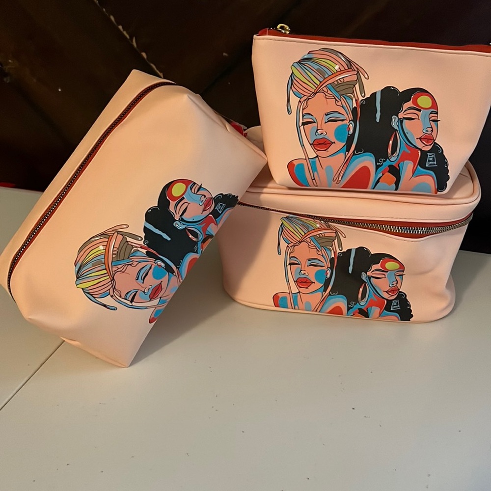 Pinklomein cosmetic bag set of 3